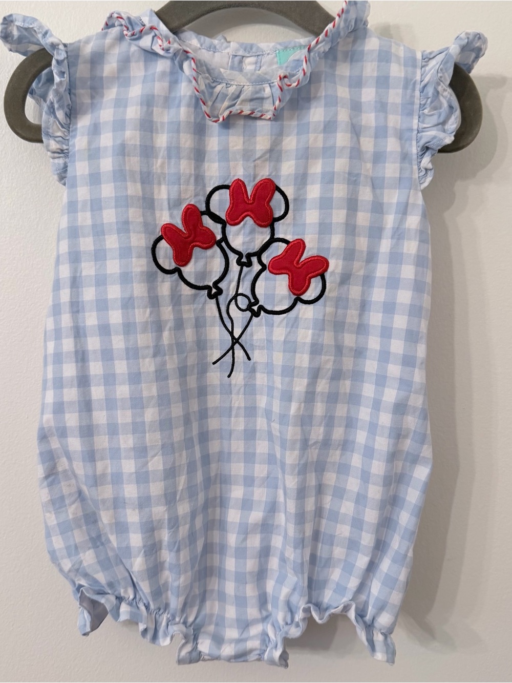The Smocked Flamingo Bubble Disney Minnie Mouse 12 months red and blue